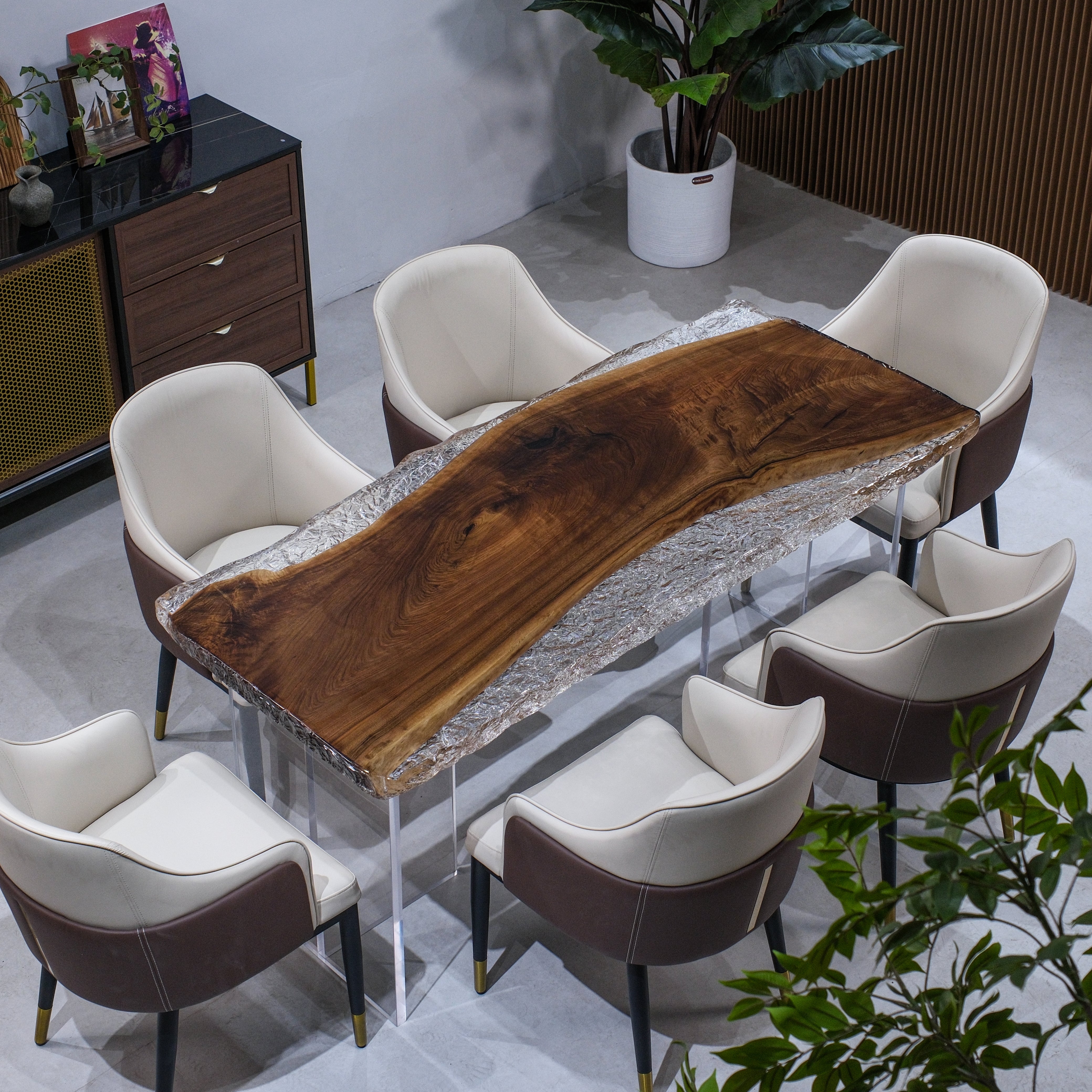 Custom Black Walnut Epoxy Resin Table – Ice Crystal Resin XHTZB8019