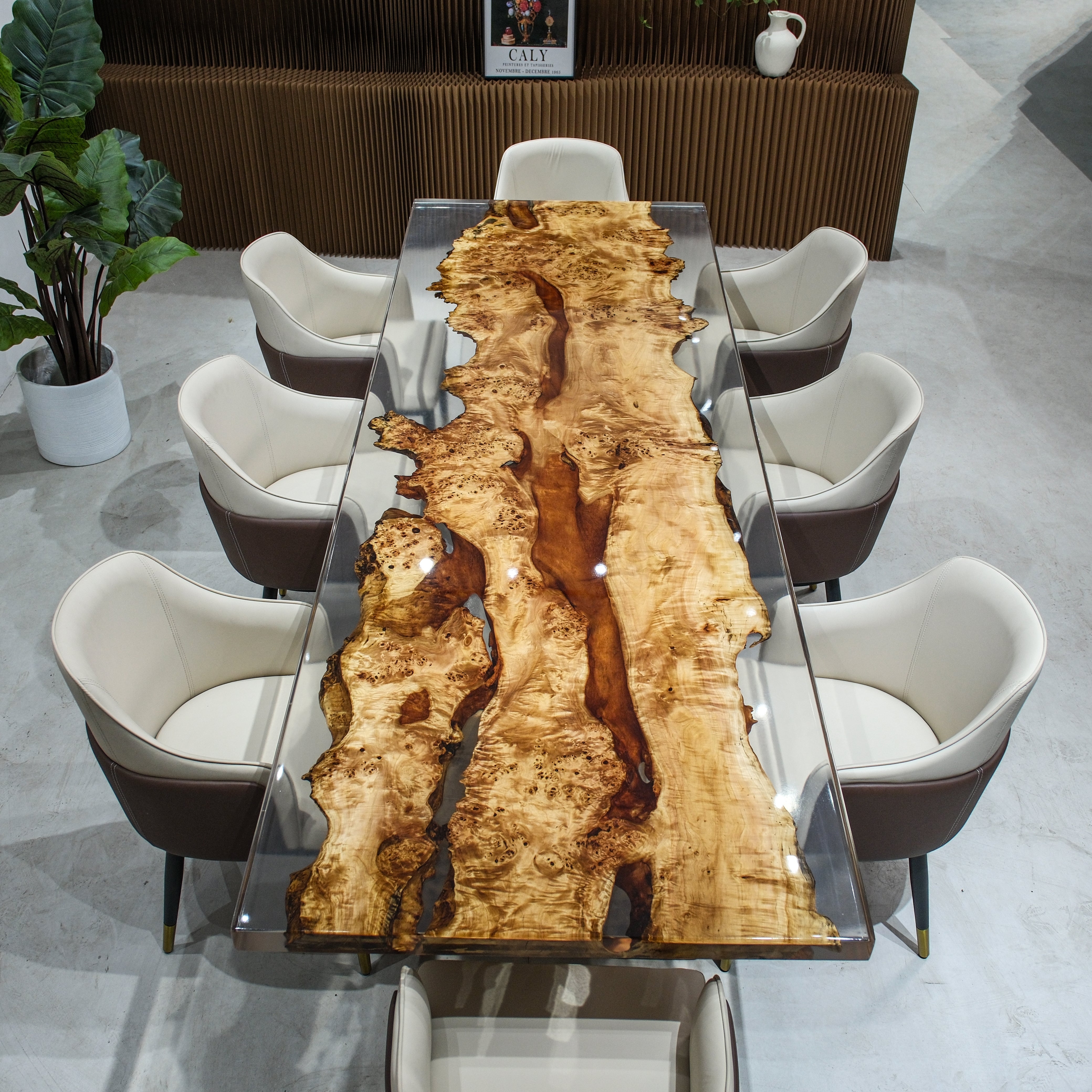 Custom Poplar Wood Epoxy Resin Table – Clear Resin XFZB5012