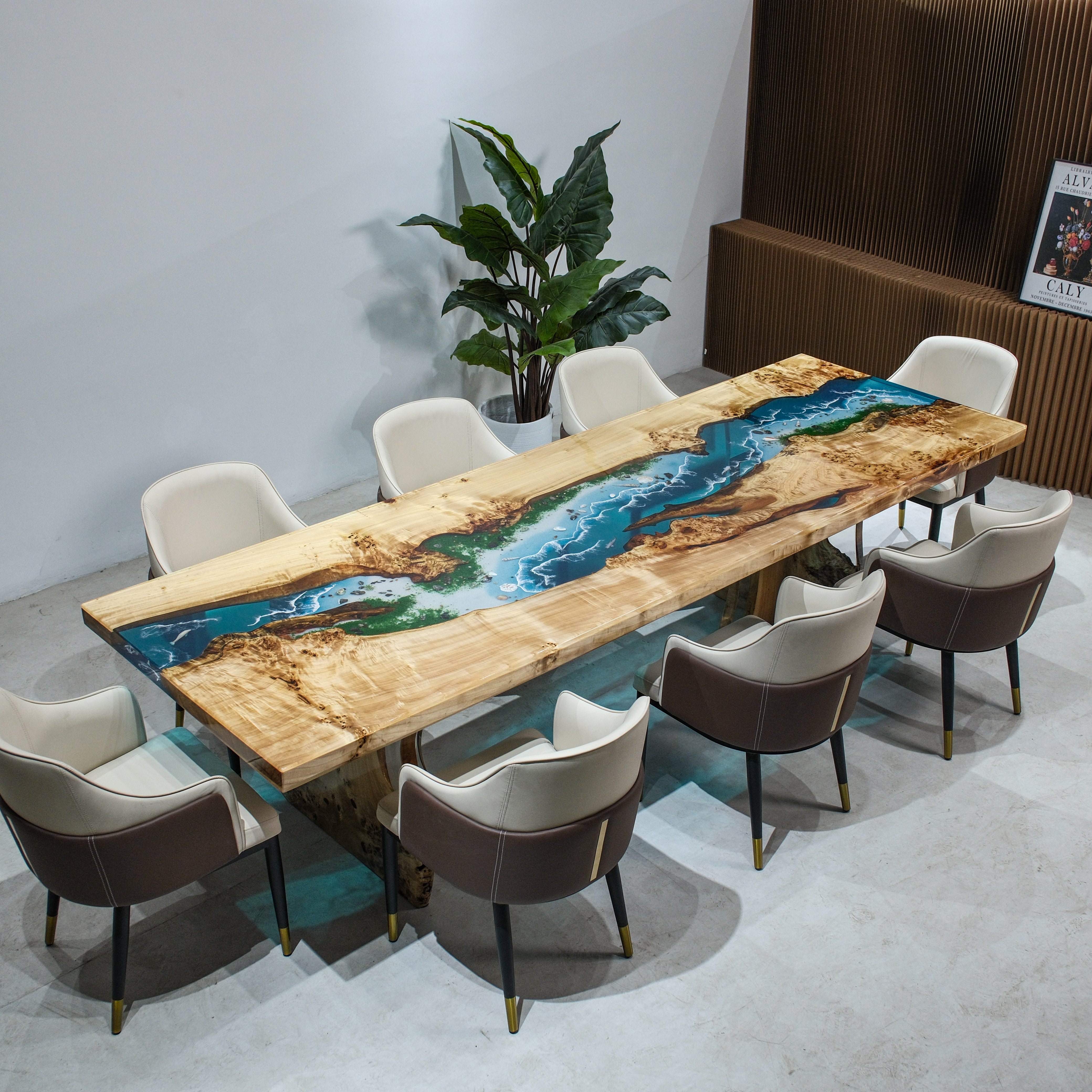 Custom Poplar Wood Epoxy Resin Table – Blue Ocean Resin XFZB4108