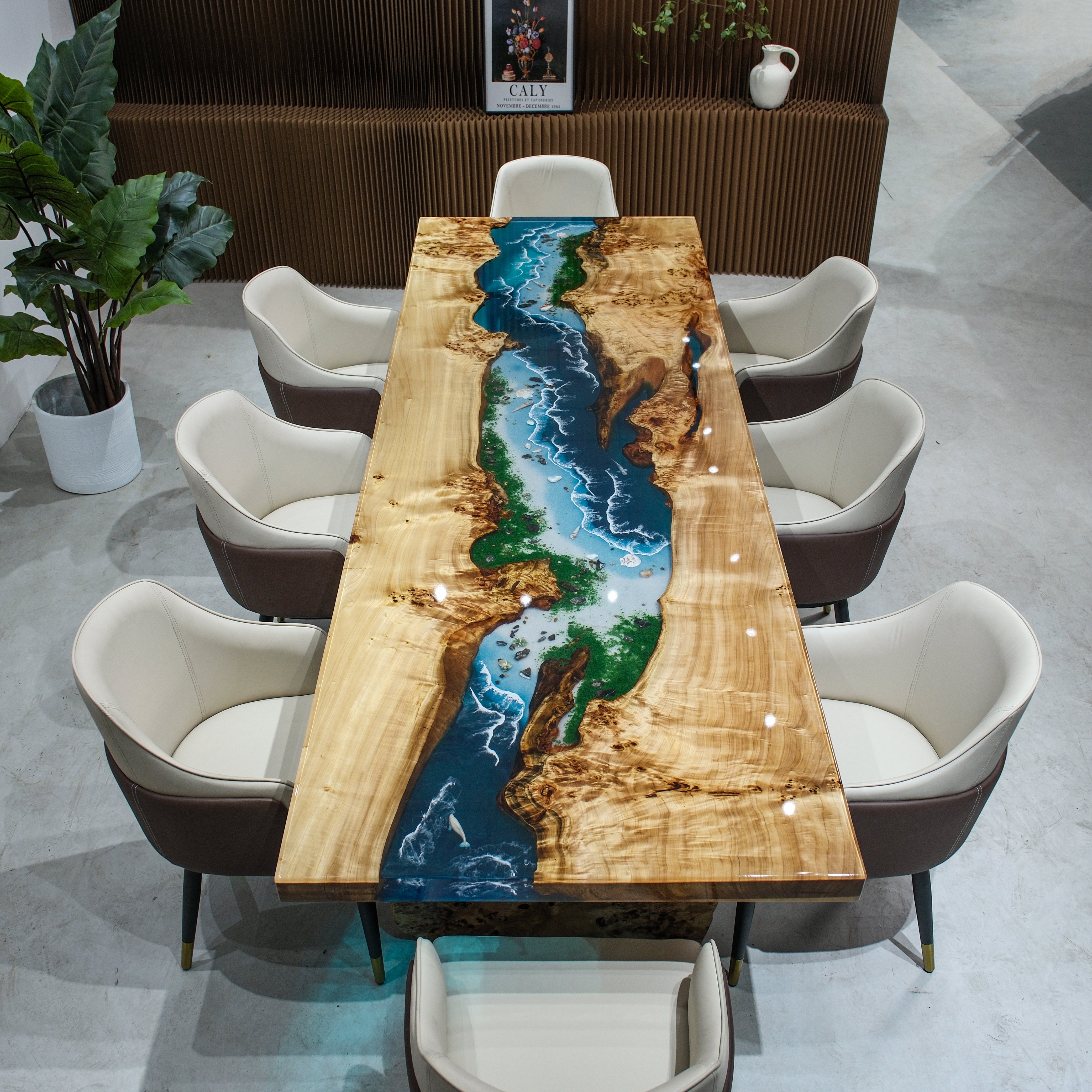 Custom Poplar Wood Epoxy Resin Table – Blue Ocean Resin XFZB4108