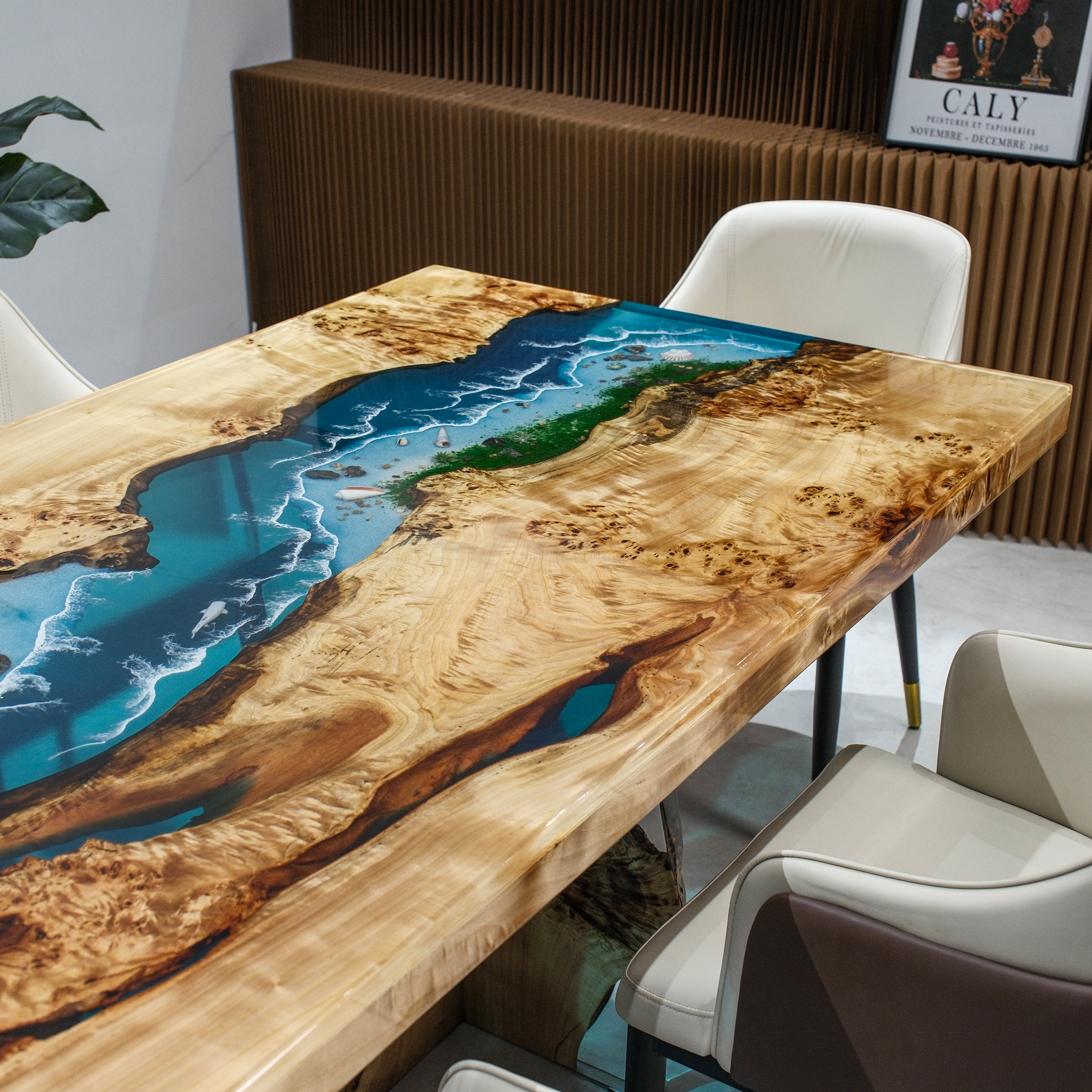 Custom Poplar Wood Epoxy Resin Table – Blue Ocean Resin XFZB4108