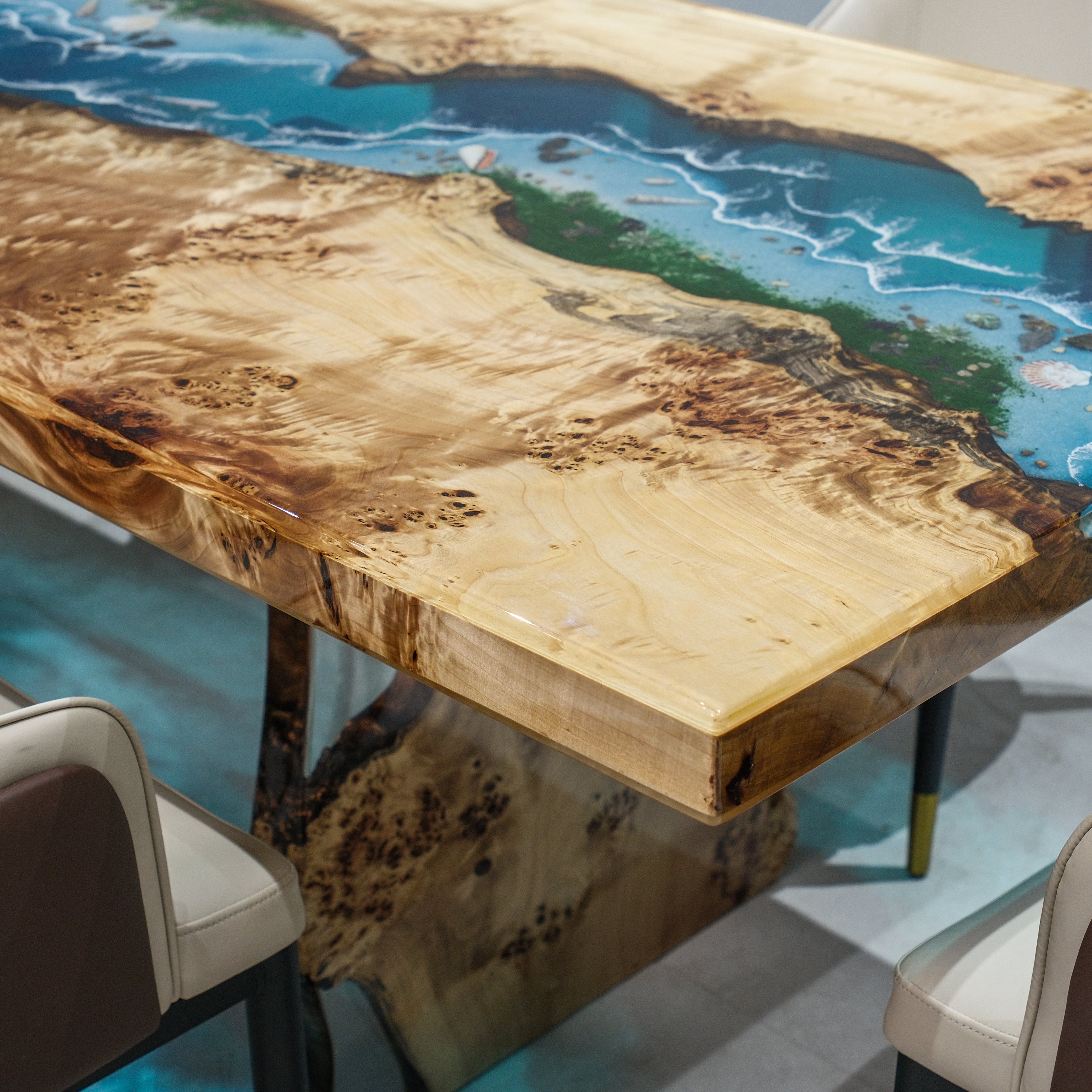 Custom Poplar Wood Epoxy Resin Table – Blue Ocean Resin XFZB4108