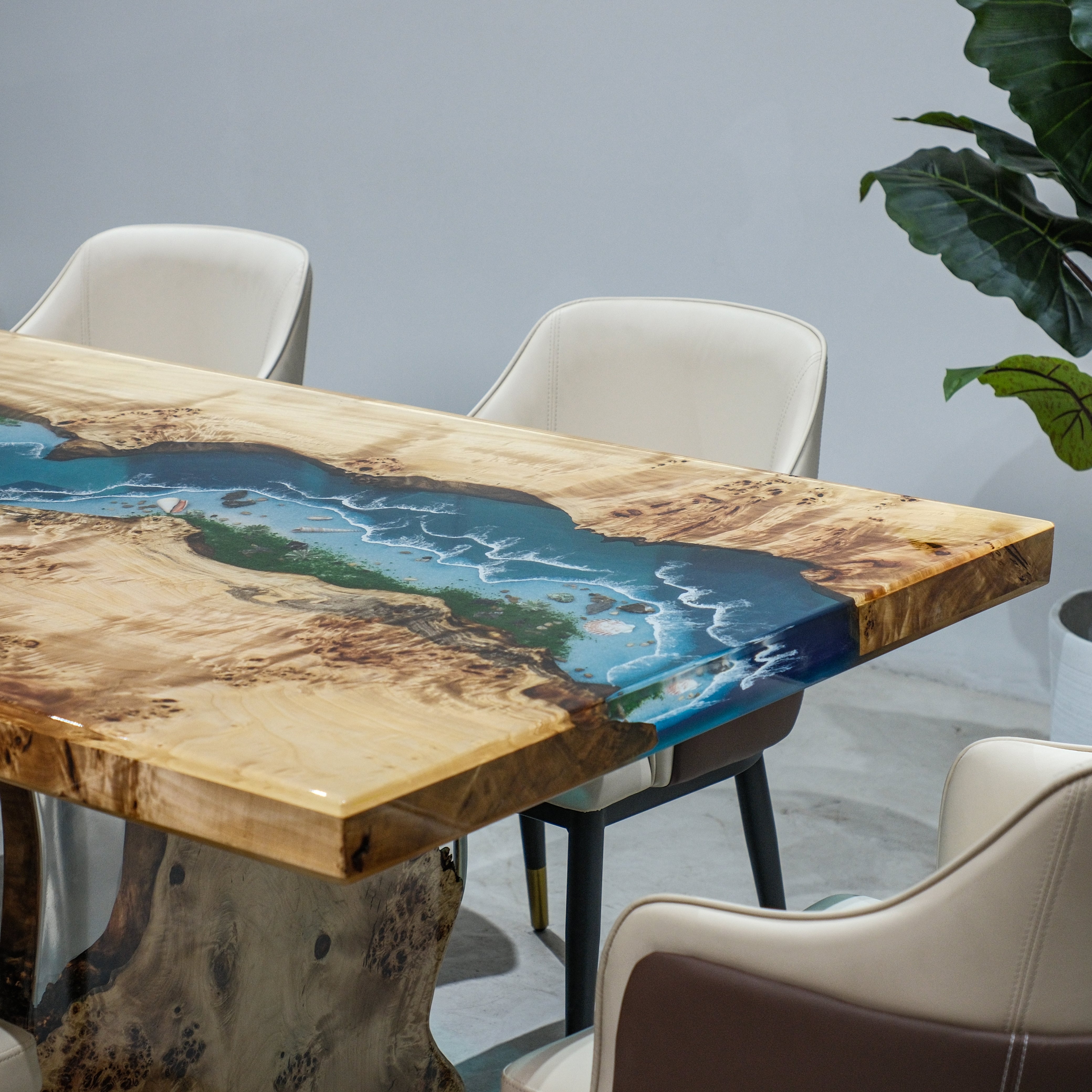 Custom Poplar Wood Epoxy Resin Table – Blue Ocean Resin XFZB4108