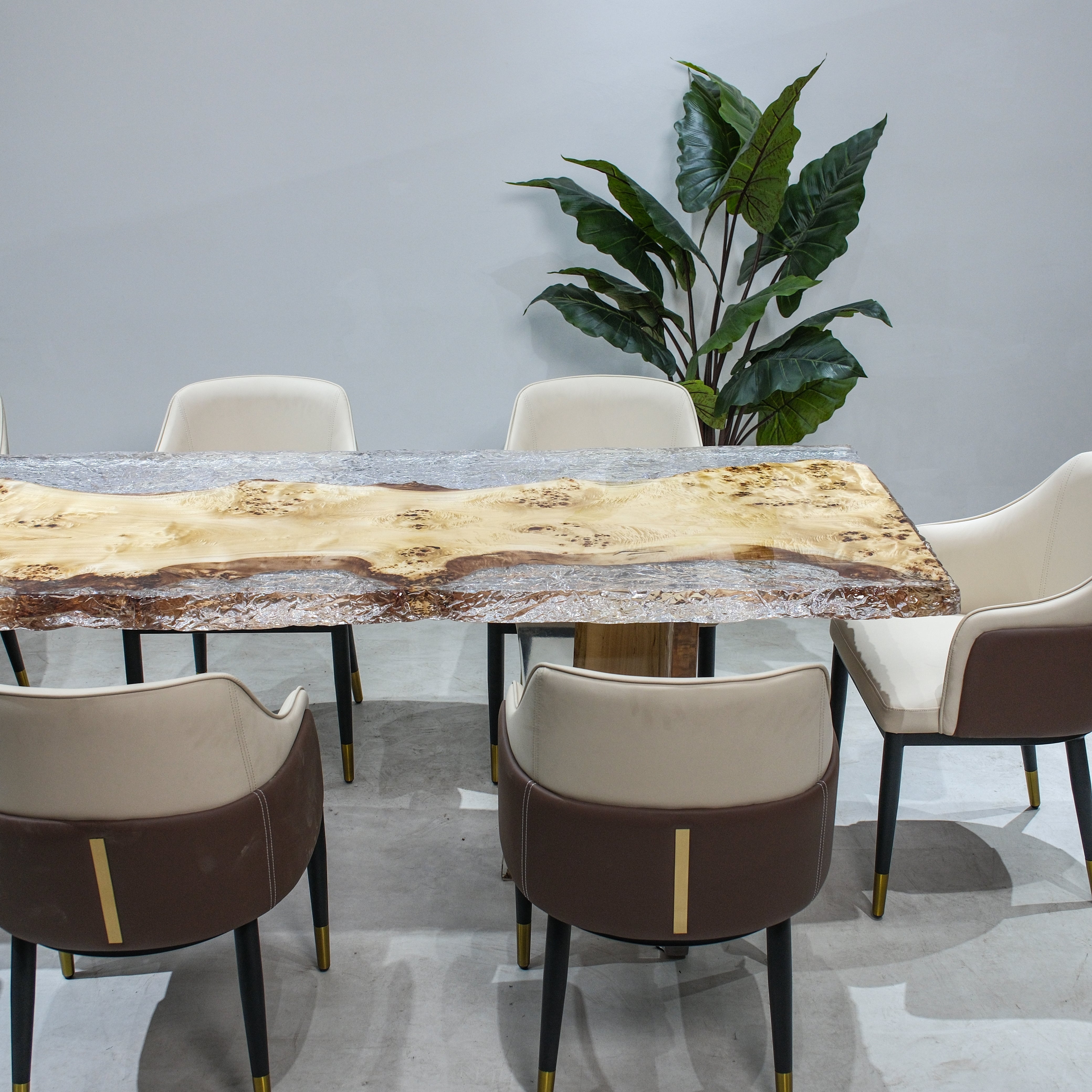 Custom Poplar Wood Epoxy Resin Table – Ice Crystal Resin XFZB12007
