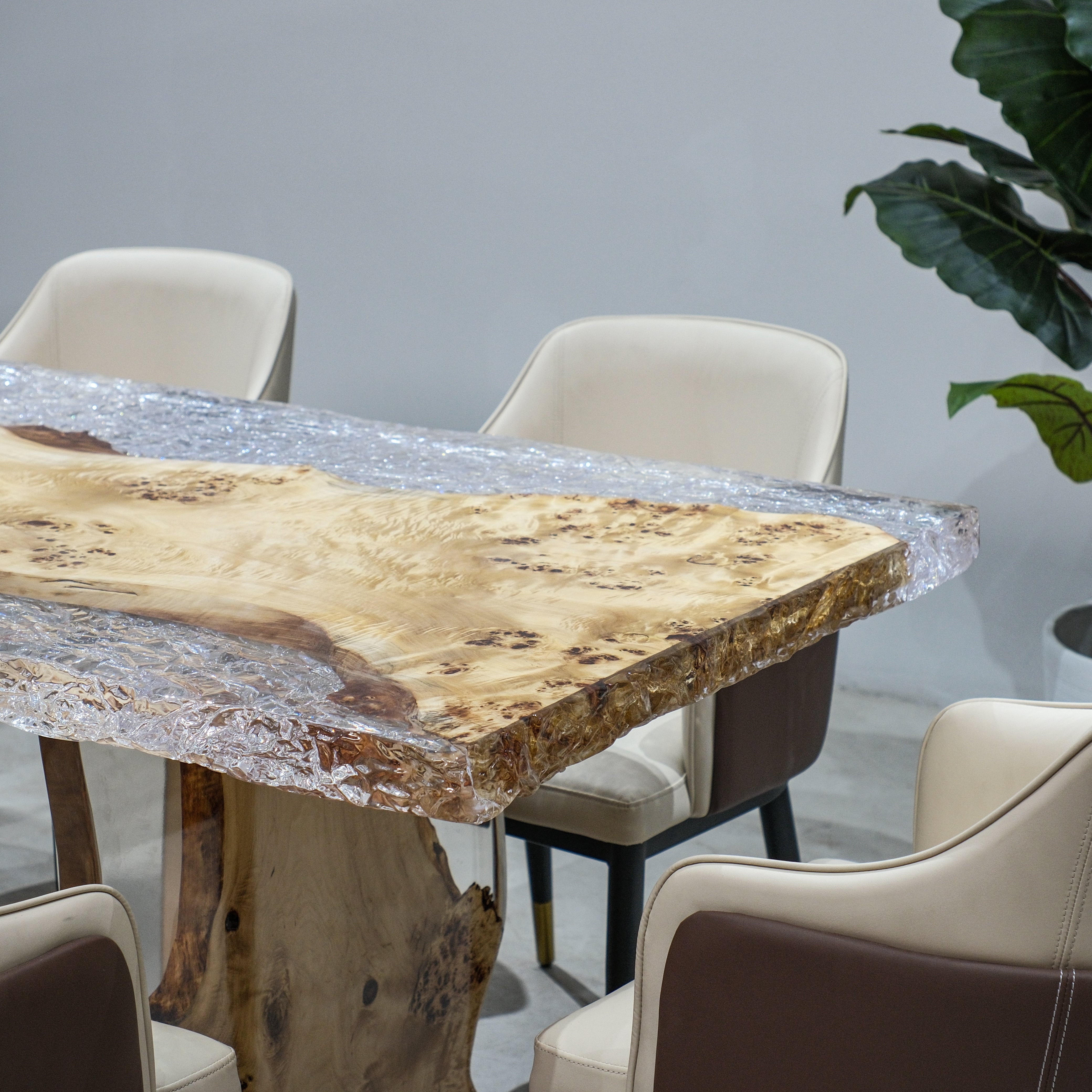 Custom Poplar Wood Epoxy Resin Table – Ice Crystal Resin XFZB12007