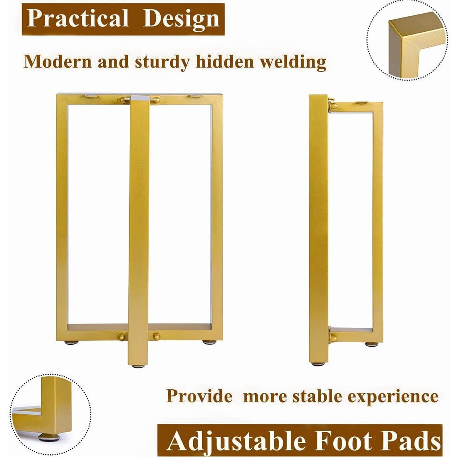 Metal Table Legs – Heavy Duty Square Tube Gold TL-13