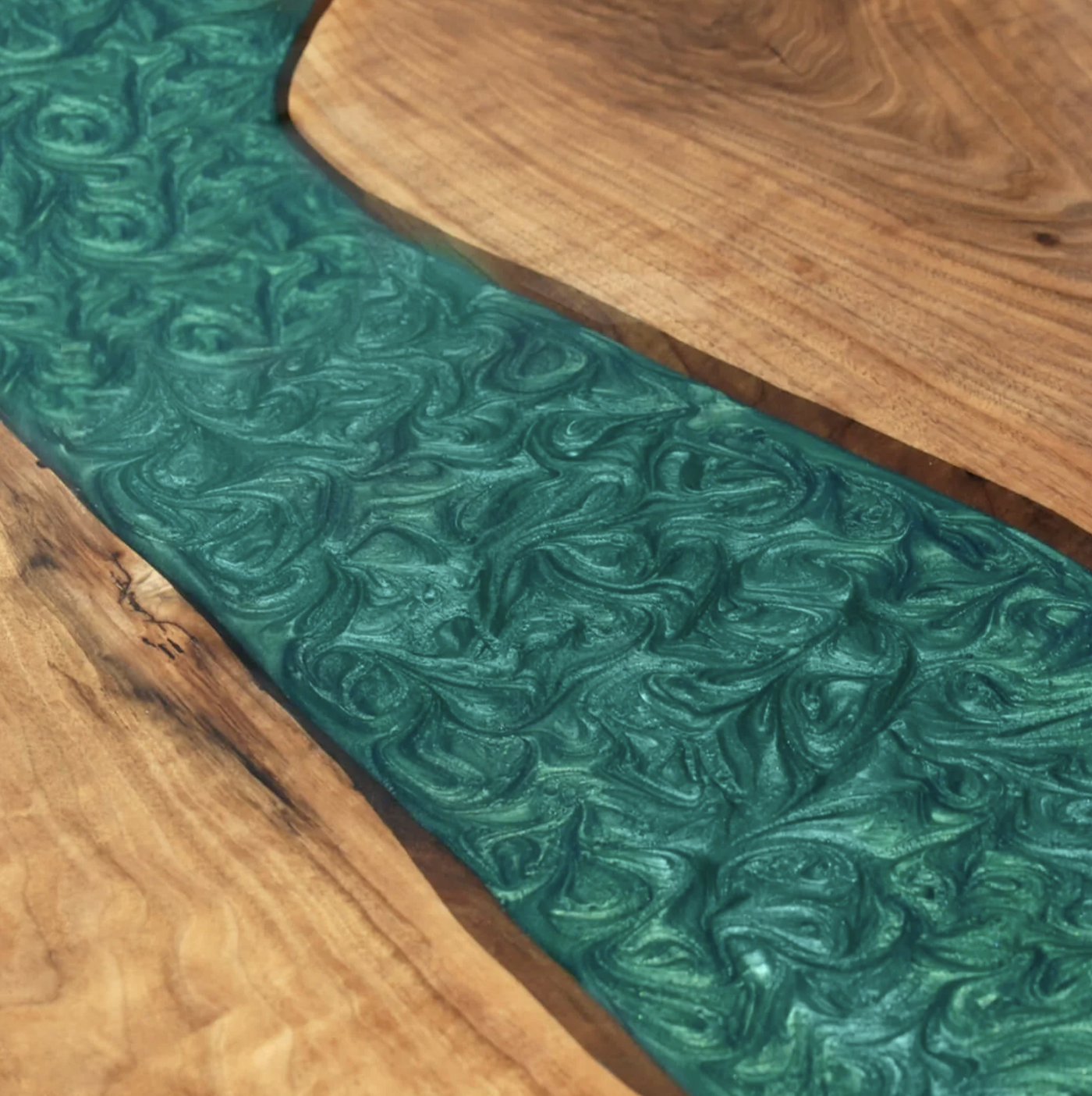 Custom Black Walnut Epoxy Resin Table – Emerald Green Resin BWG-22