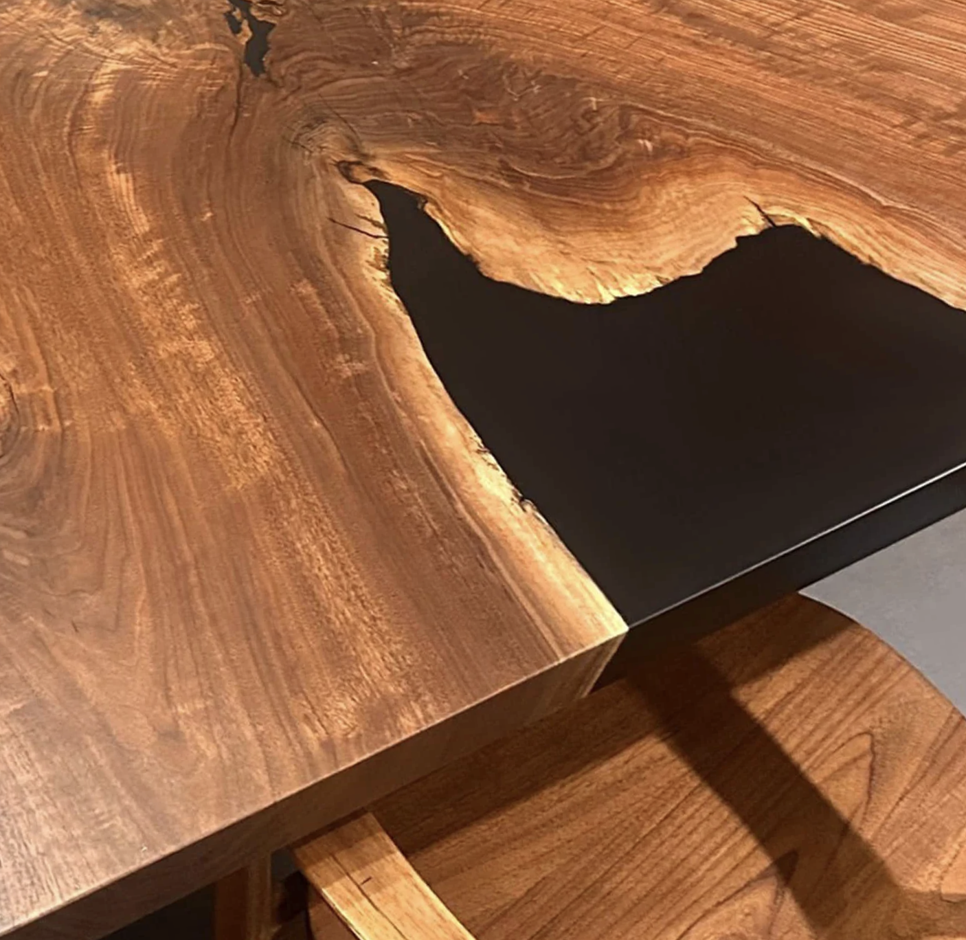 Custom Black Walnut Epoxy Resin Table – Black Resin BWB-37