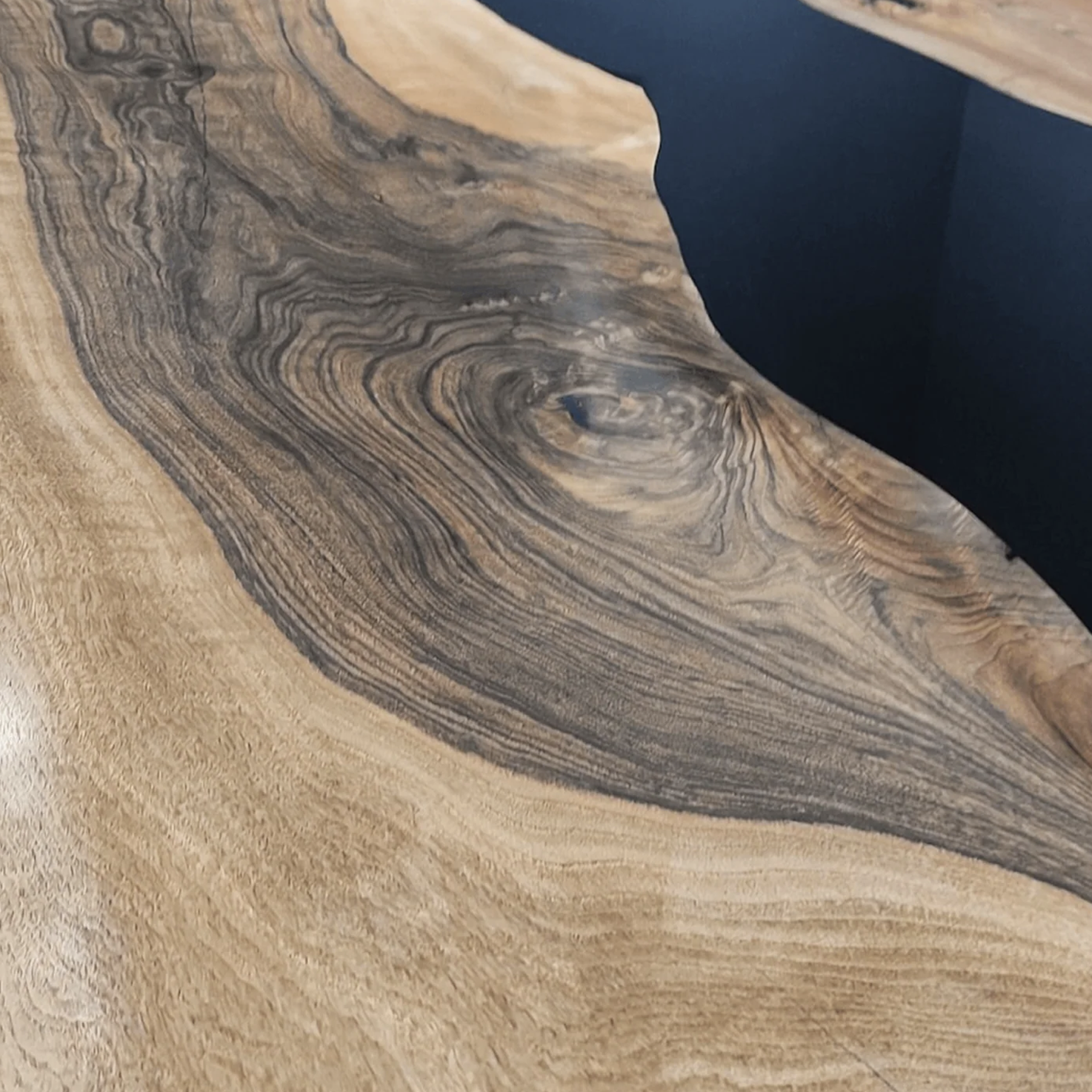 Custom Black Walnut Epoxy Resin Table – Black Resin BWB-25