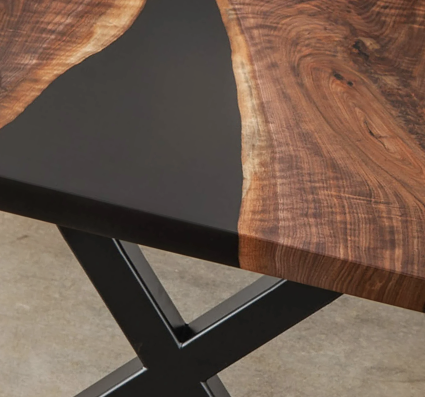 Custom Black Walnut Epoxy Resin Table – Black Resin BWB-35