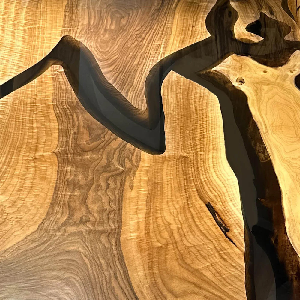Custom Black Walnut Epoxy Resin River Table – Black Resin BWB-43