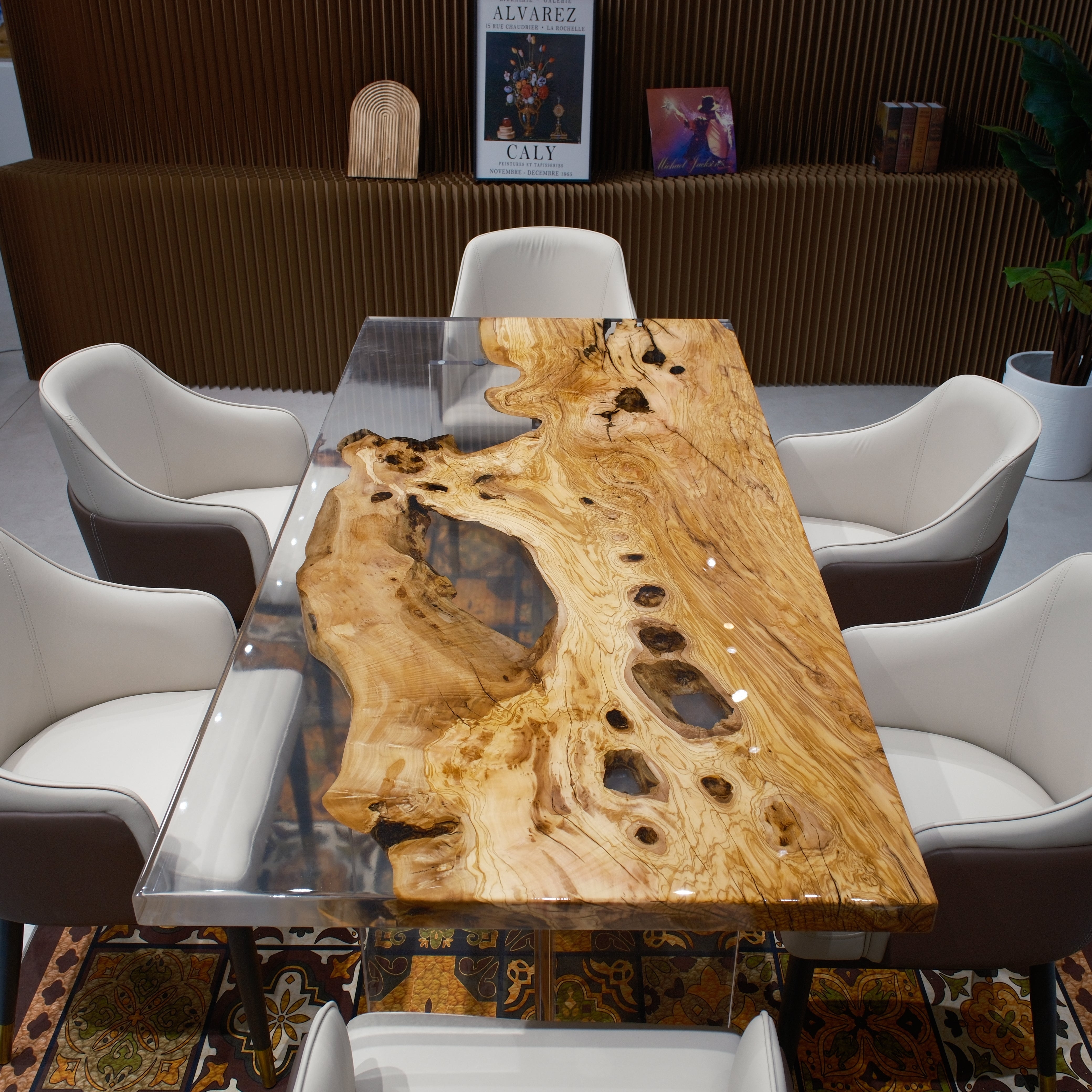 Custom Olive Wood Epoxy Resin Table XGZB1059