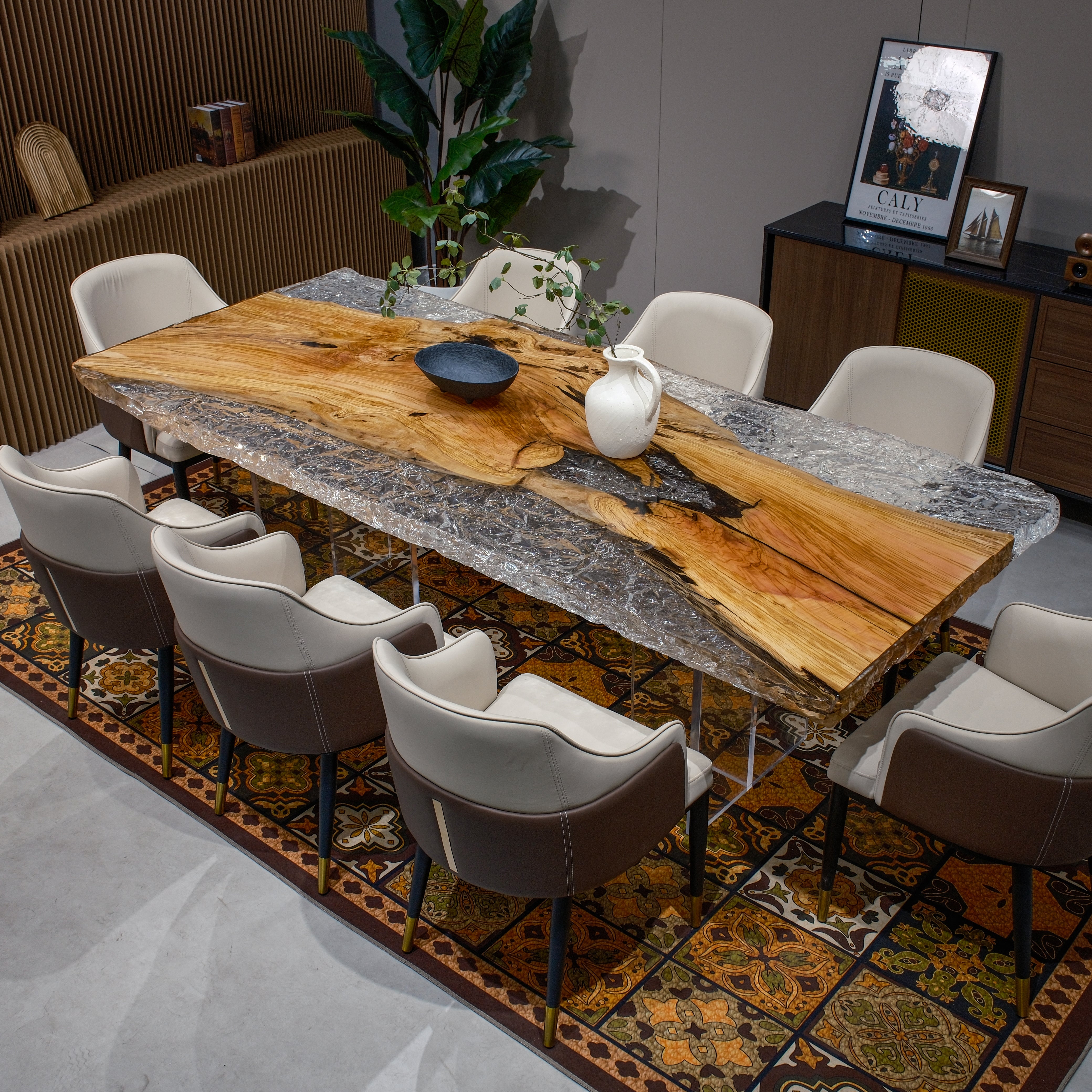 Custom Olive Wood Epoxy Resin Table – Ice Crystal Resin XGZB1066