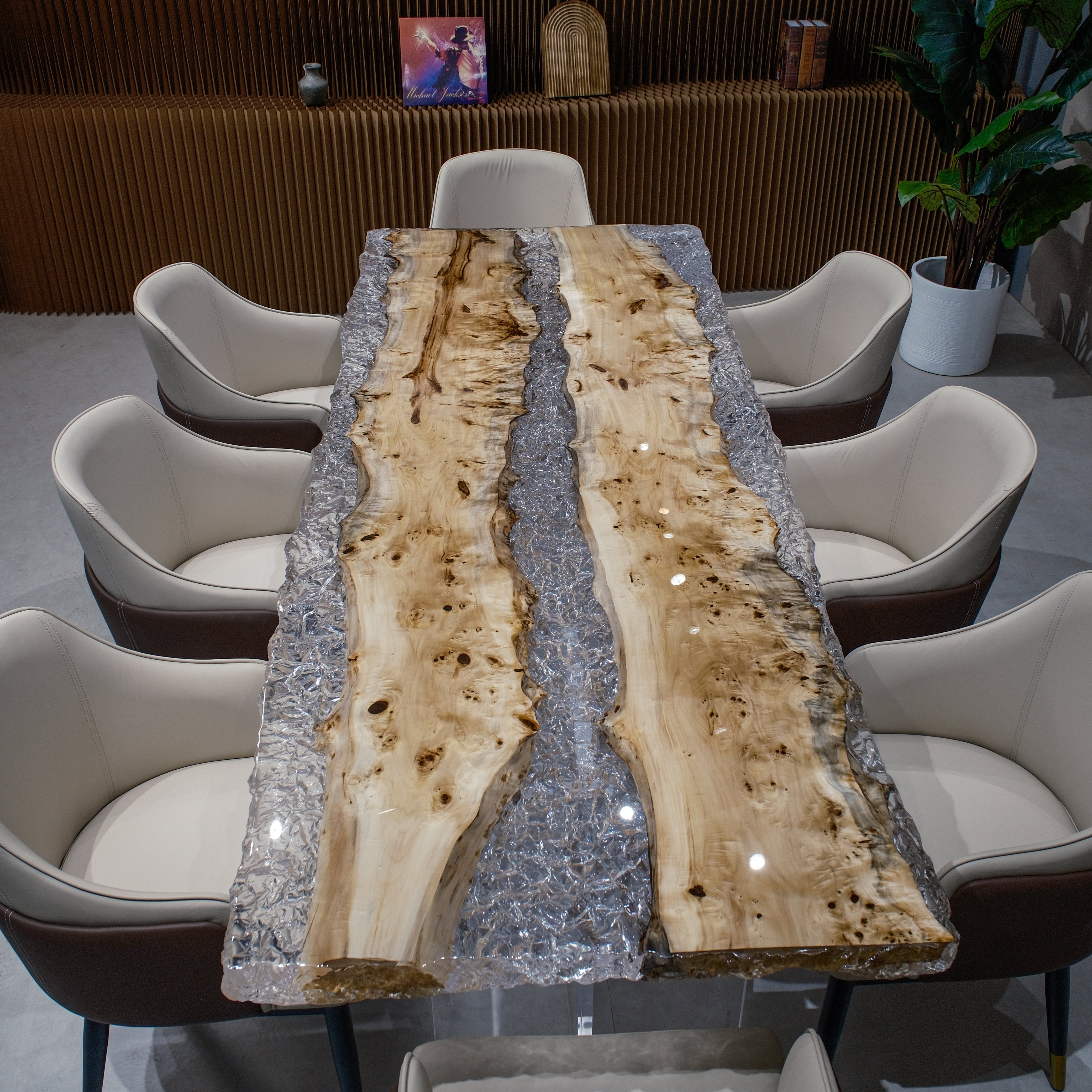 Custom Poplar Wood Epoxy Resin Table XFZB12018