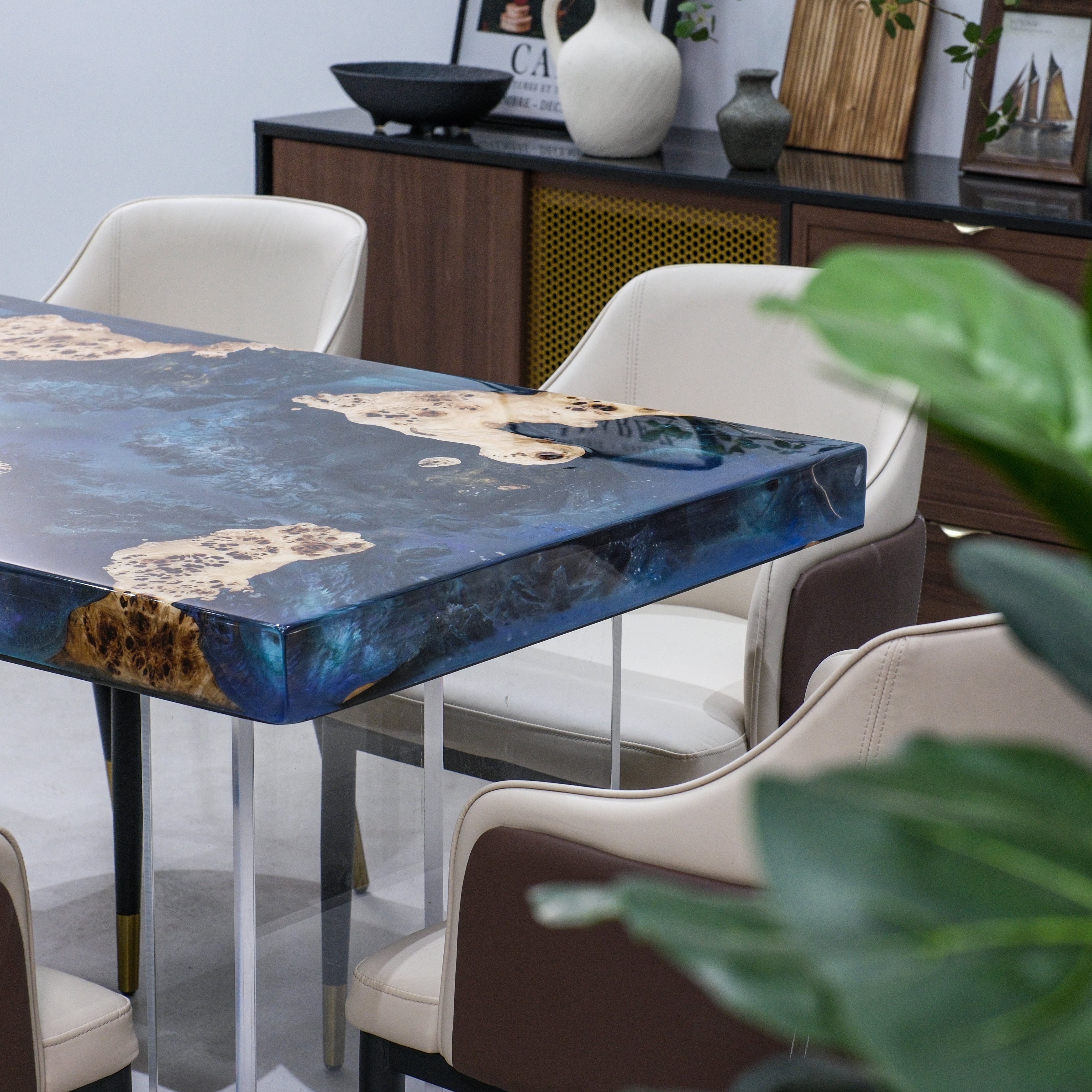 Custom French Poplar Wood Epoxy Resin Table XFZB1001