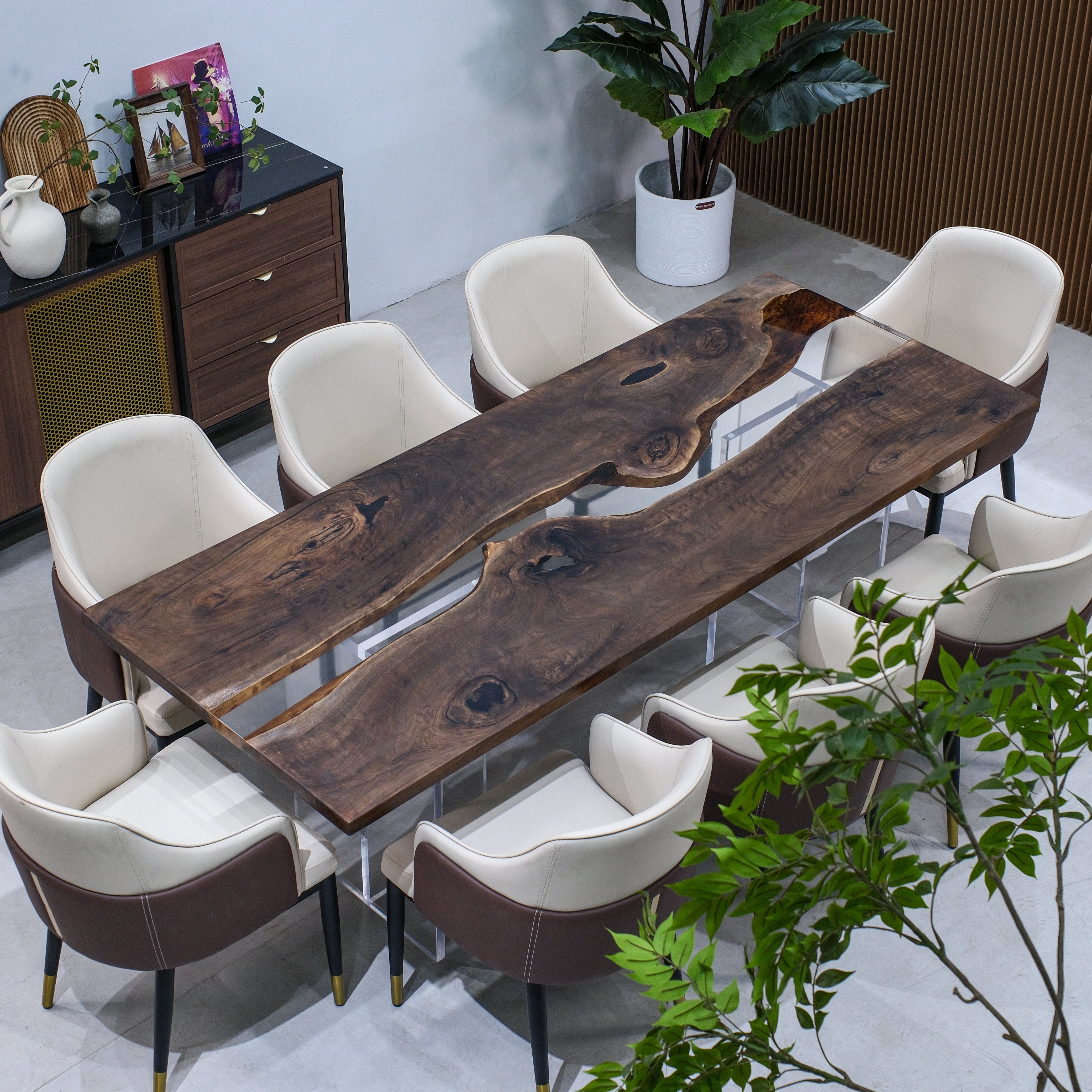 Custom Walnut Wood Epoxy Resin Table XHTZB5047