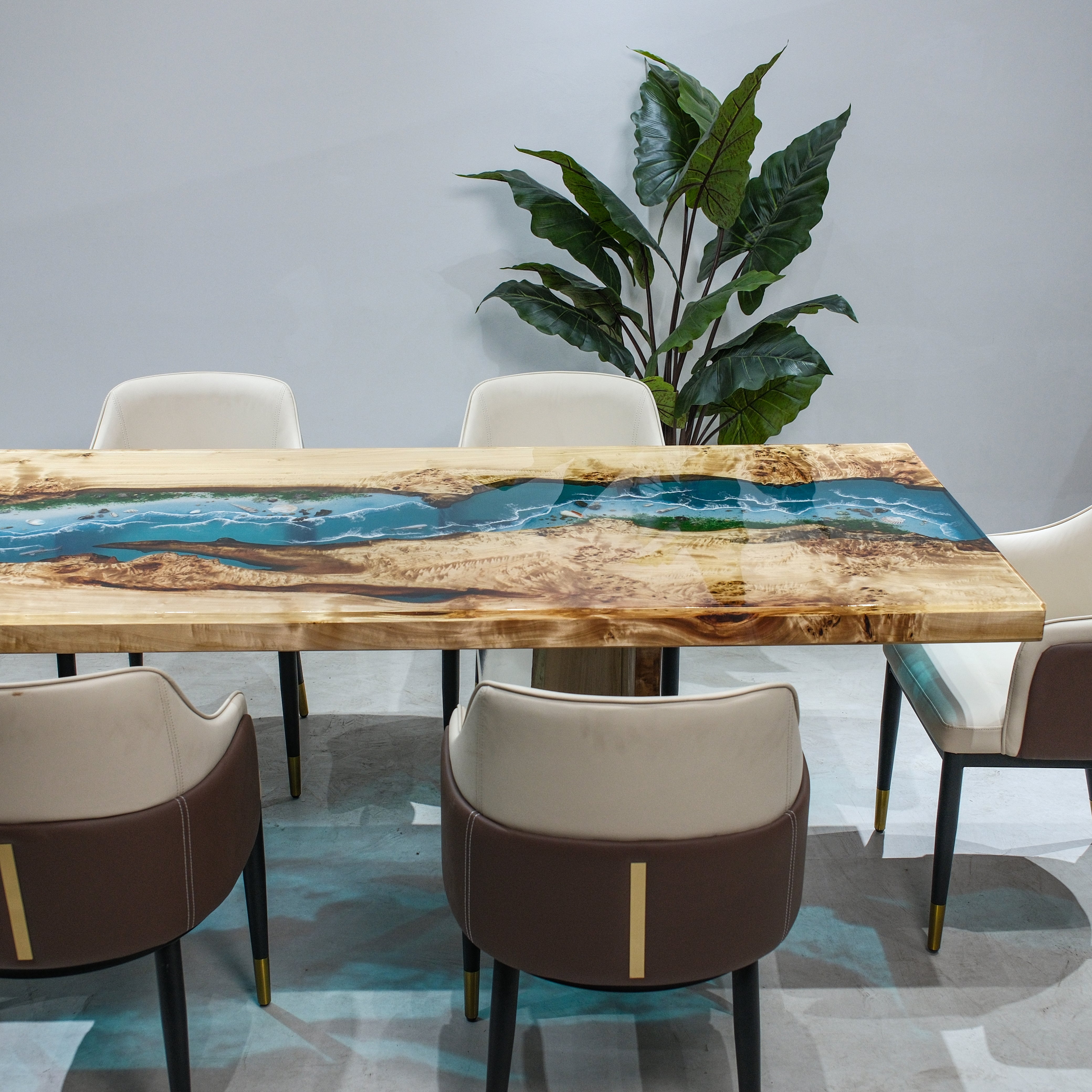 Custom Poplar Wood Epoxy Resin Table – Blue Ocean Resin XFZB4108
